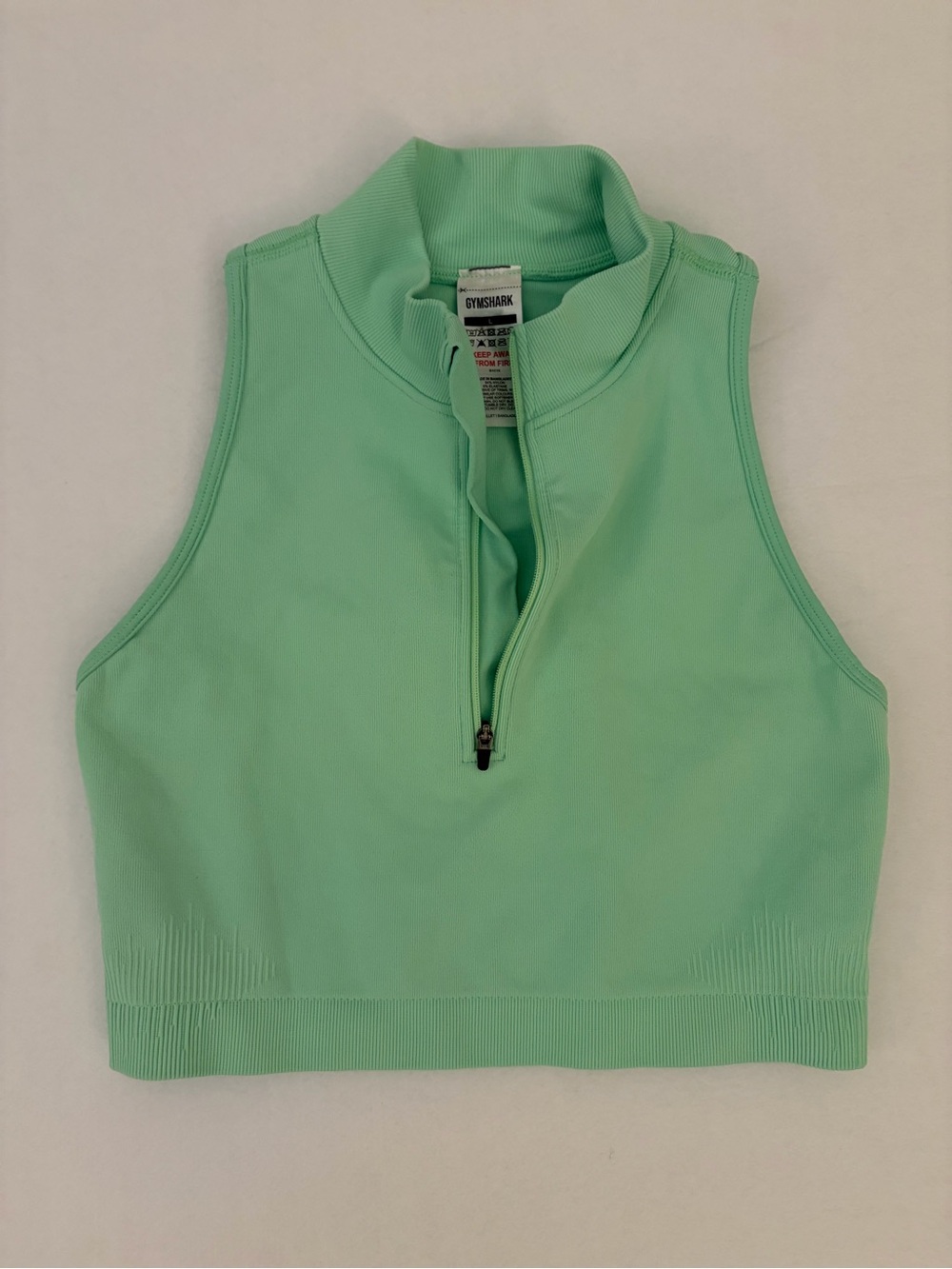 Gymshark Everywhere Seamless Quarter Zip Crop Turtleneck | Radiant Green Size L